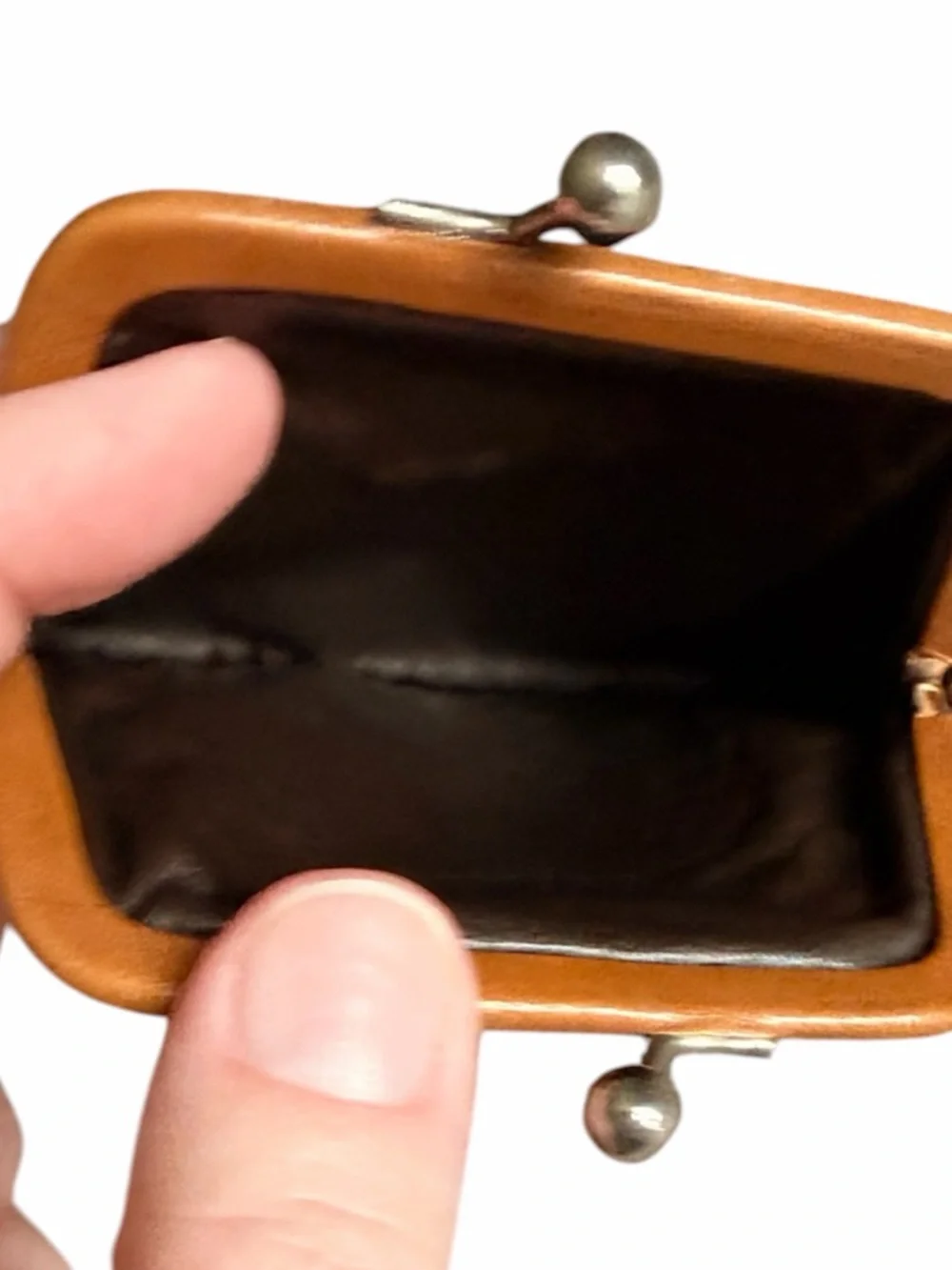 Vintage Lancel Kiss Lock Leather Change Purse